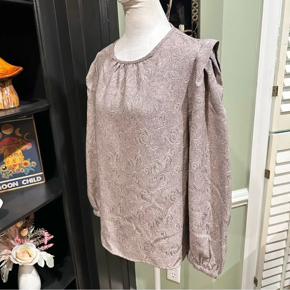 Anthropologies Current Air Los Angeles Textured Puff Shoulder Blouse – Size Larg